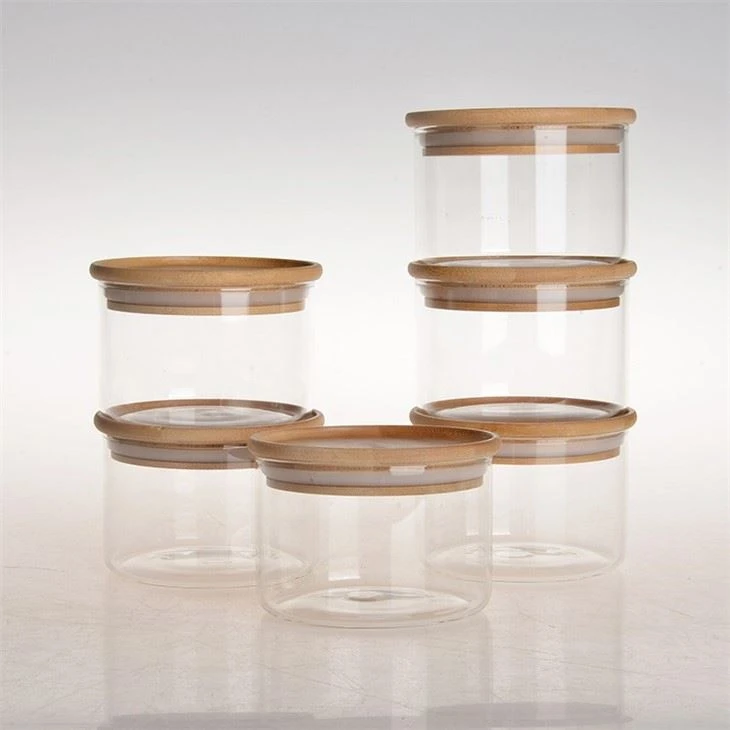 Glass Storage Container Bamboo Lids Set