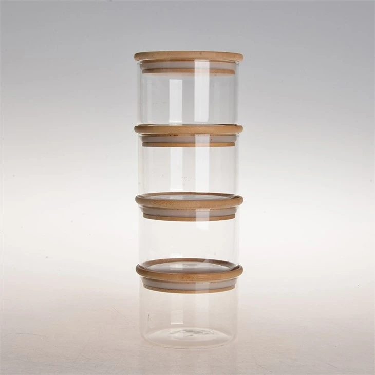 Glass Storage Container Bamboo Lids Set