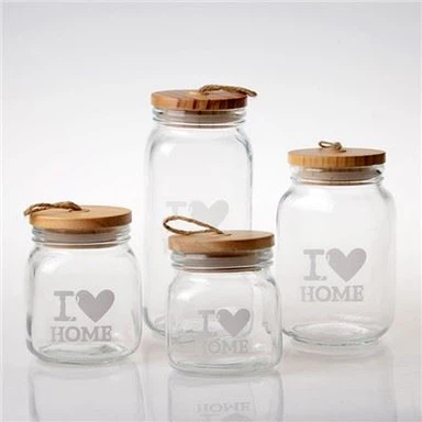 Geymsla úr glerkrukku með klemmulás úr málmi