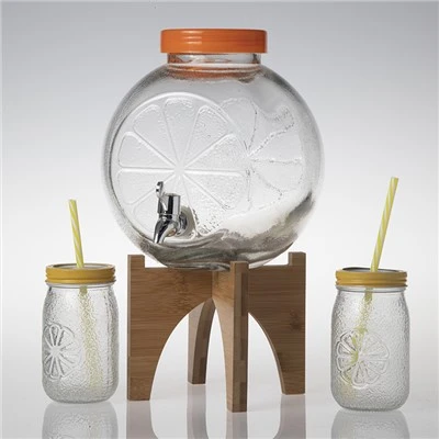Mason Jar appelsínuskammtari með tveimur Mason krukku